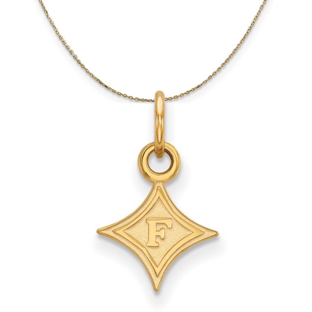 14k Yellow Gold Furman U X-Small Logo Necklace - 16 Inch